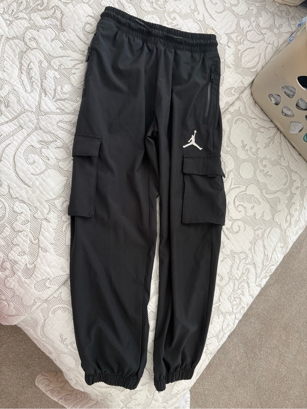 Boy’s M (10) Jordan Black Cargo Jogger Sweatpants with White Jumpman